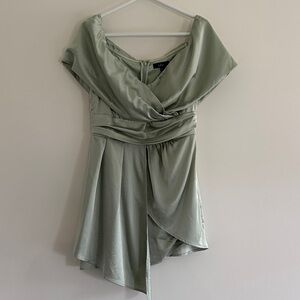 Lulu's Asymmetrical Sage Green Dress